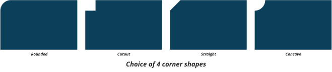 Rounded Cutout Straight Concave Choice of 4 corner shapes