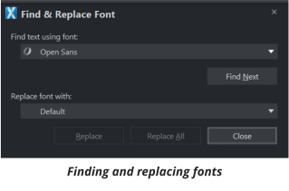 Finding and replacing fonts