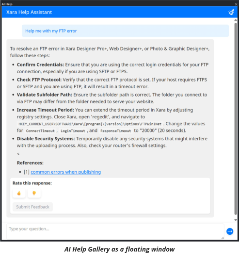 AI Help Gallery as a floating window